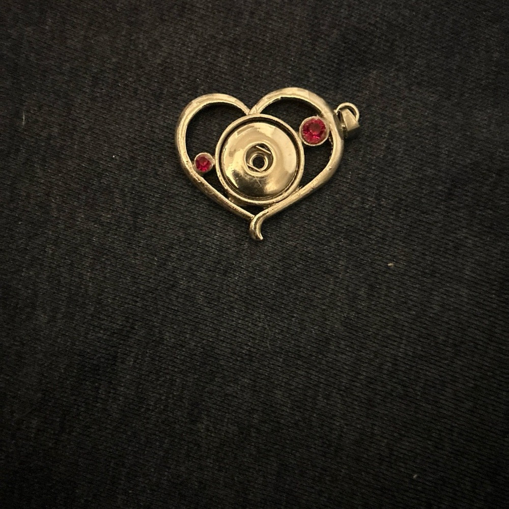 Silver Heart Pendant with Red Accents